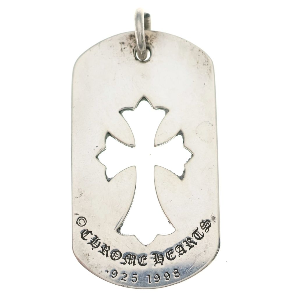 CHROME HEARTS (クロムハーツ) D TAG LRG CO CRS カットアウトクロスドッグタグ ラージ ペンダントトップ シルバー BCA239