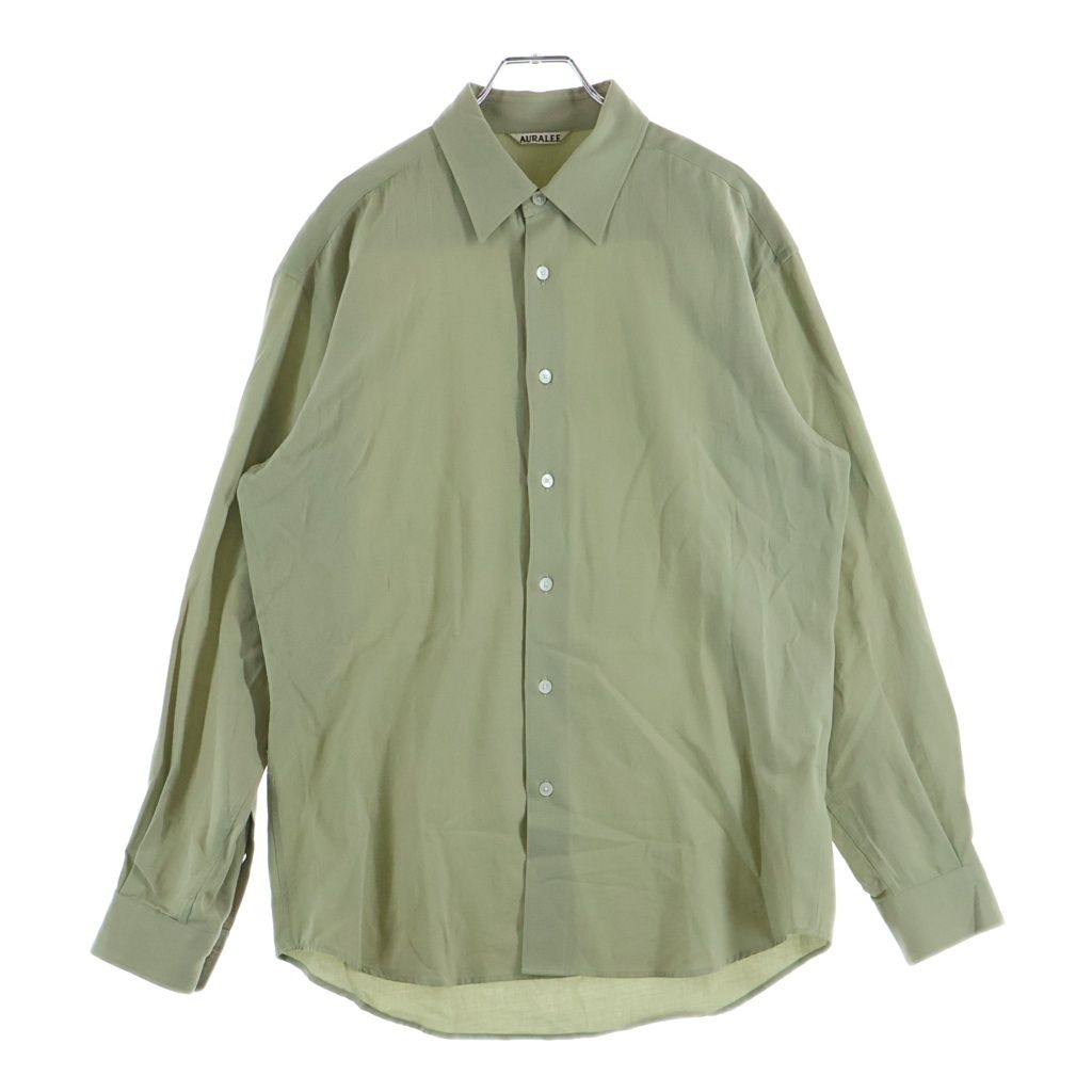 AURALEE (オーラリー) 24SS HARD TWIST COTTON SILK VIYELLA SHIRT ハード ツイスト コットン シルク ビエラ 長袖シャツ カーキ A24SS02KV