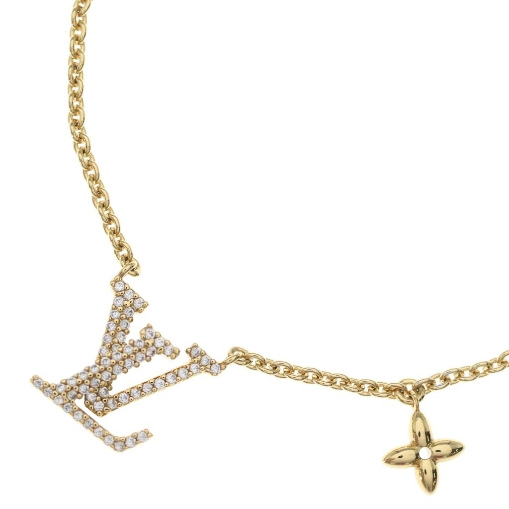 LOUIS VUITTON (ルイヴィトン) LVアイコニック ラインストーン ネックレス ペンダント ゴールド M00596