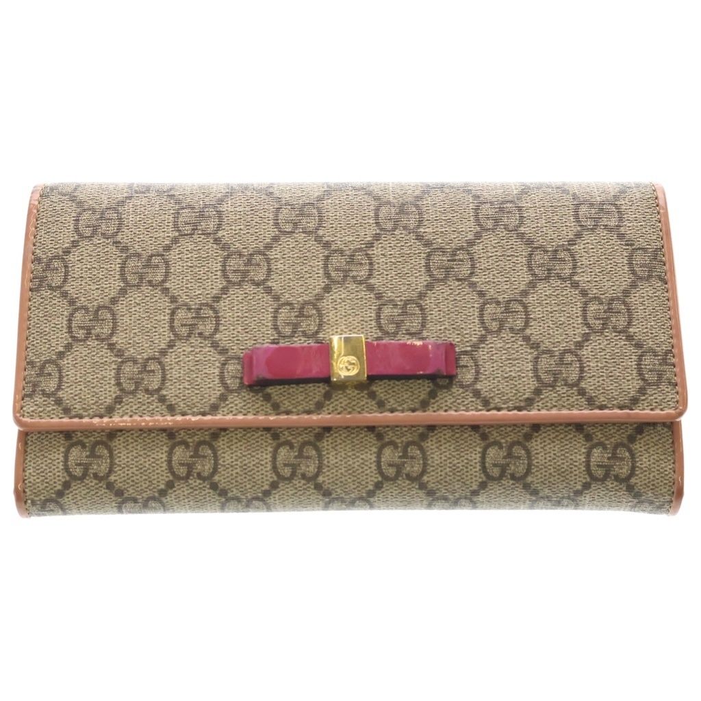 GUCCI (グッチ) レザー GGスプリーム ゴールド金具 二つ折り長財布 ウォレット 388679-2067