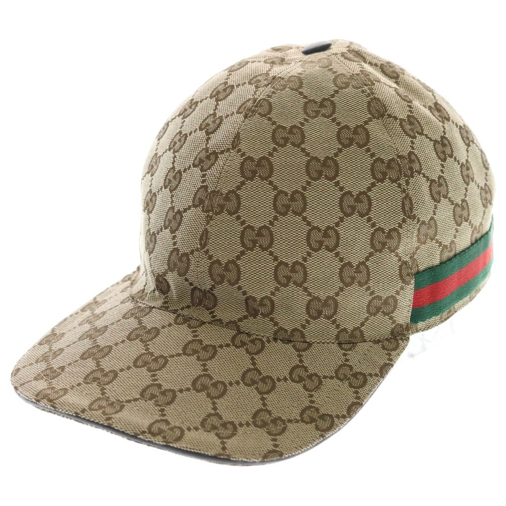 GUCCI (グッチ) GGキャンバス シェリーライン ベースボールキャップ 帽子 ブラウン 200035 KQWBG