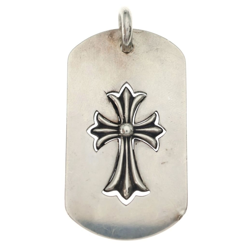 CHROME HEARTS (クロムハーツ) D TAG LRG TNY CRS カットアウトタイニーCHクロス ラージドッグタグ ネックレストップ シルバー