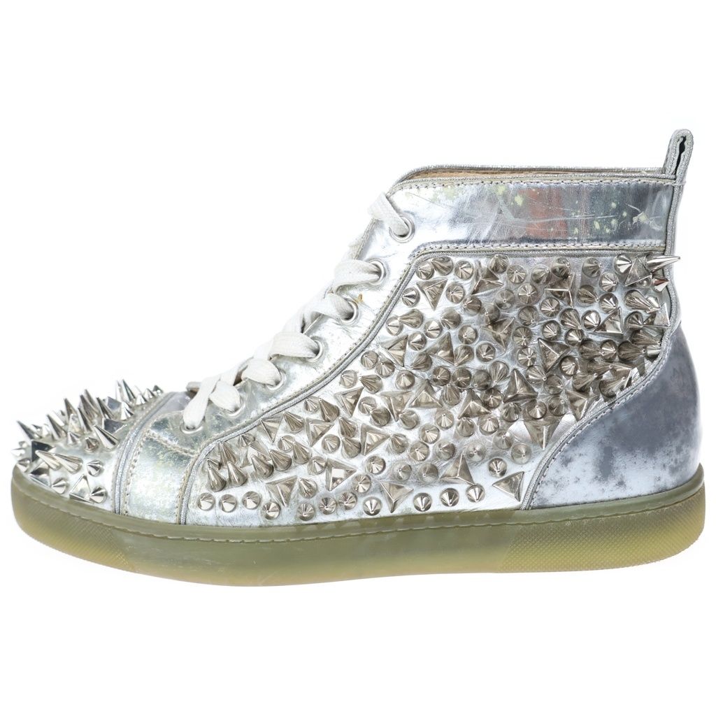 CHRISTIAN LOUBOUTIN (クリスチャンルブタン) ピックピック スタッズ パテント ハイカットスニーカー シルバー