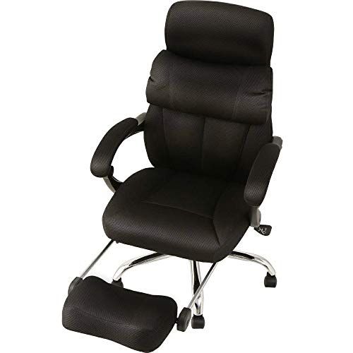 アイリスプラザ オフィスチェア ハイバック 無段階リクライニング 170度 メッシュ フットレスト 肉厚クッション 腰サポートバー 無段階昇降 H-8800F ブラックｍａ