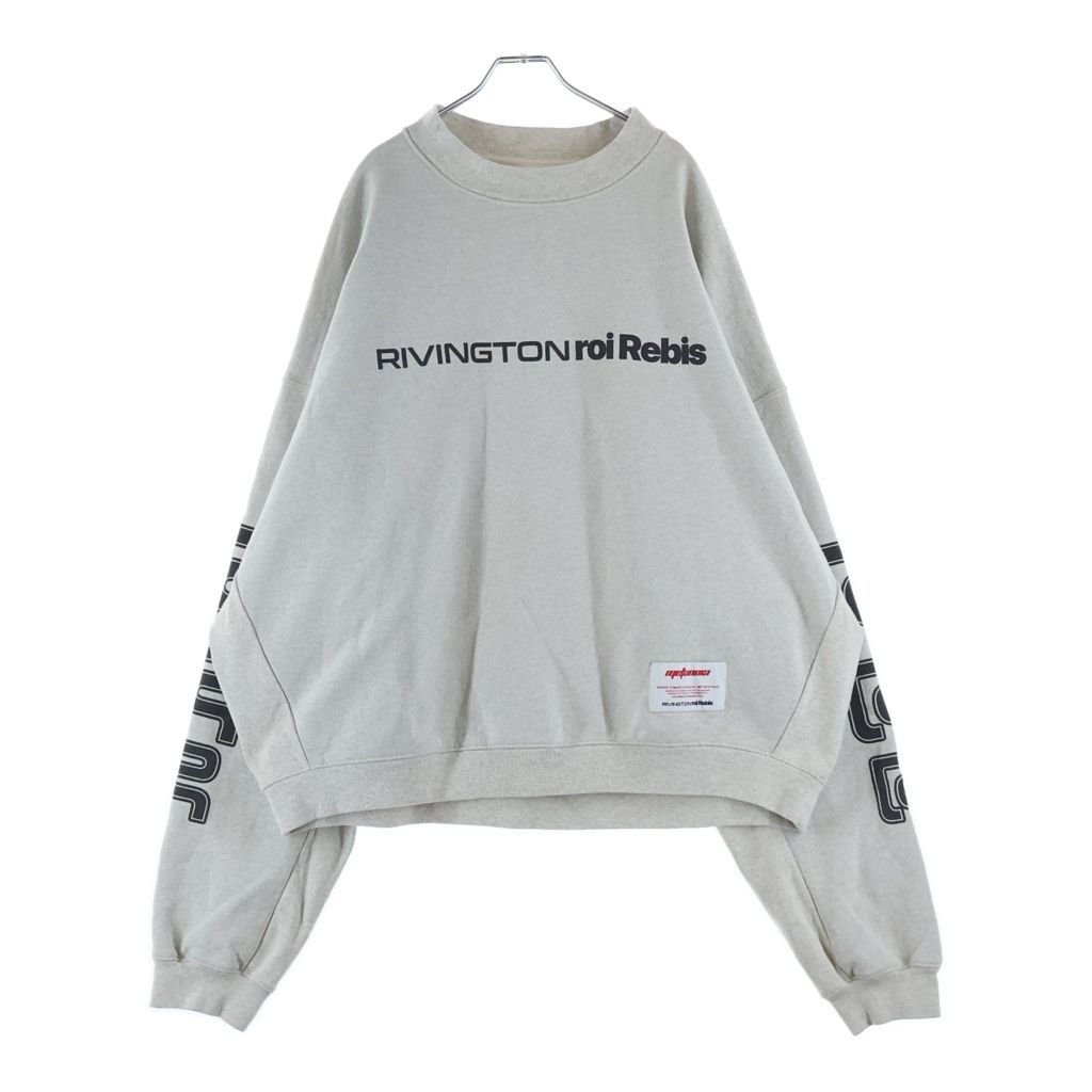 RRR123 RIVINGTON roi Rebis (リヴィントンロイレビス) METANOIA USO CVA SWEATSHIRT メタノイア ウソ シーブイエー ロゴデザイン アームプリント クルーネックスウェットトレーナー グレー