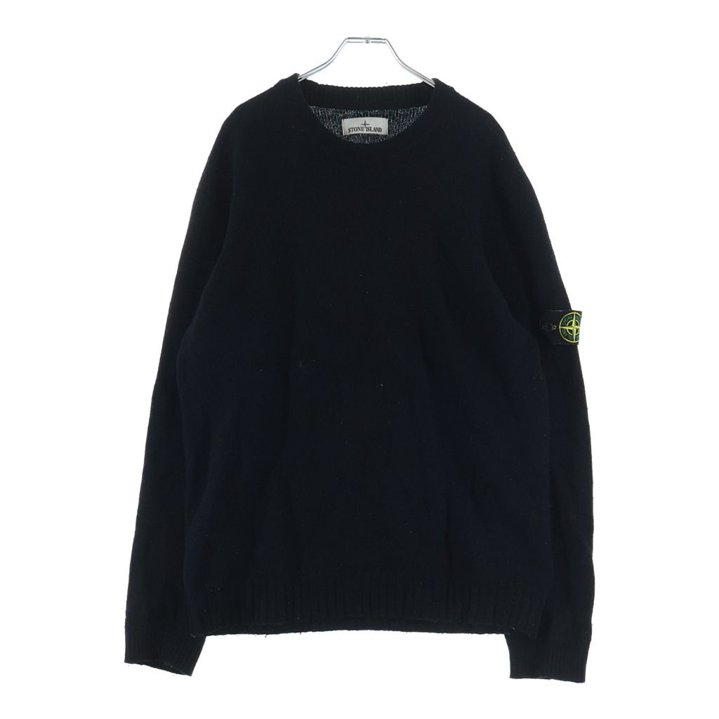 STONE ISLAND (ストーンアイランド) 袖ロゴワッペン クルーネックニットセーター ブラック 7715524A3