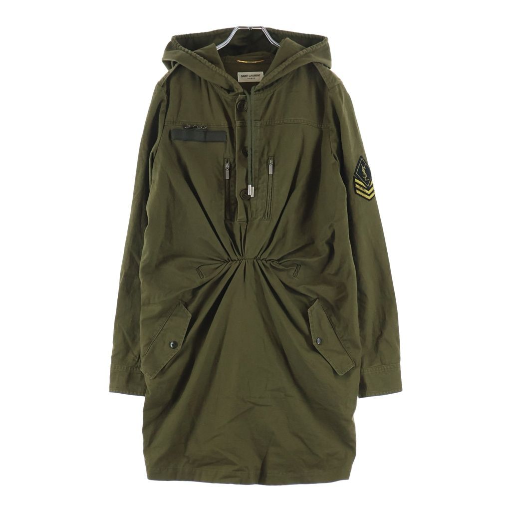SAINT LAURENT PARIS (サンローランパリ) Hooded Parka Mini Dress ハーフボタン ミリタリーパーカー フーディー ドレス レディース 481420 Y153W