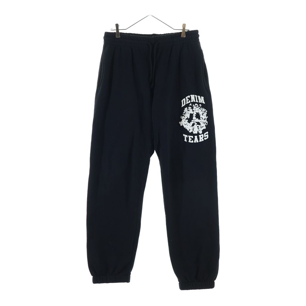DENIM TEARS (デニムティアーズ) UNIVERSITY SWEATPANTS フラワーロゴ スウェットパンツ コットン ブラック