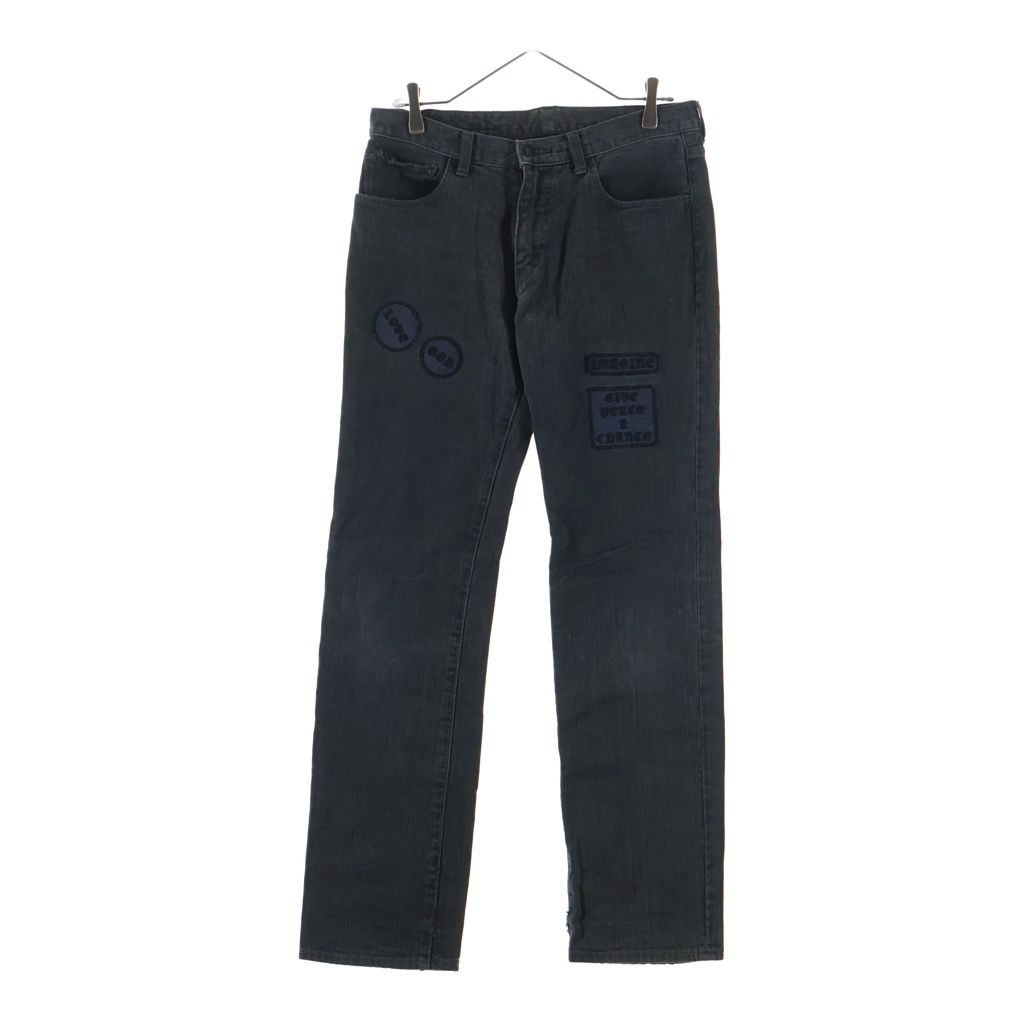 NUMBER (N)INE (ナンバーナイン) 04AW GIVE期 Boot Cut Patchwork Denim ワッペン ジップフライ デニムパンツ インディゴブラック