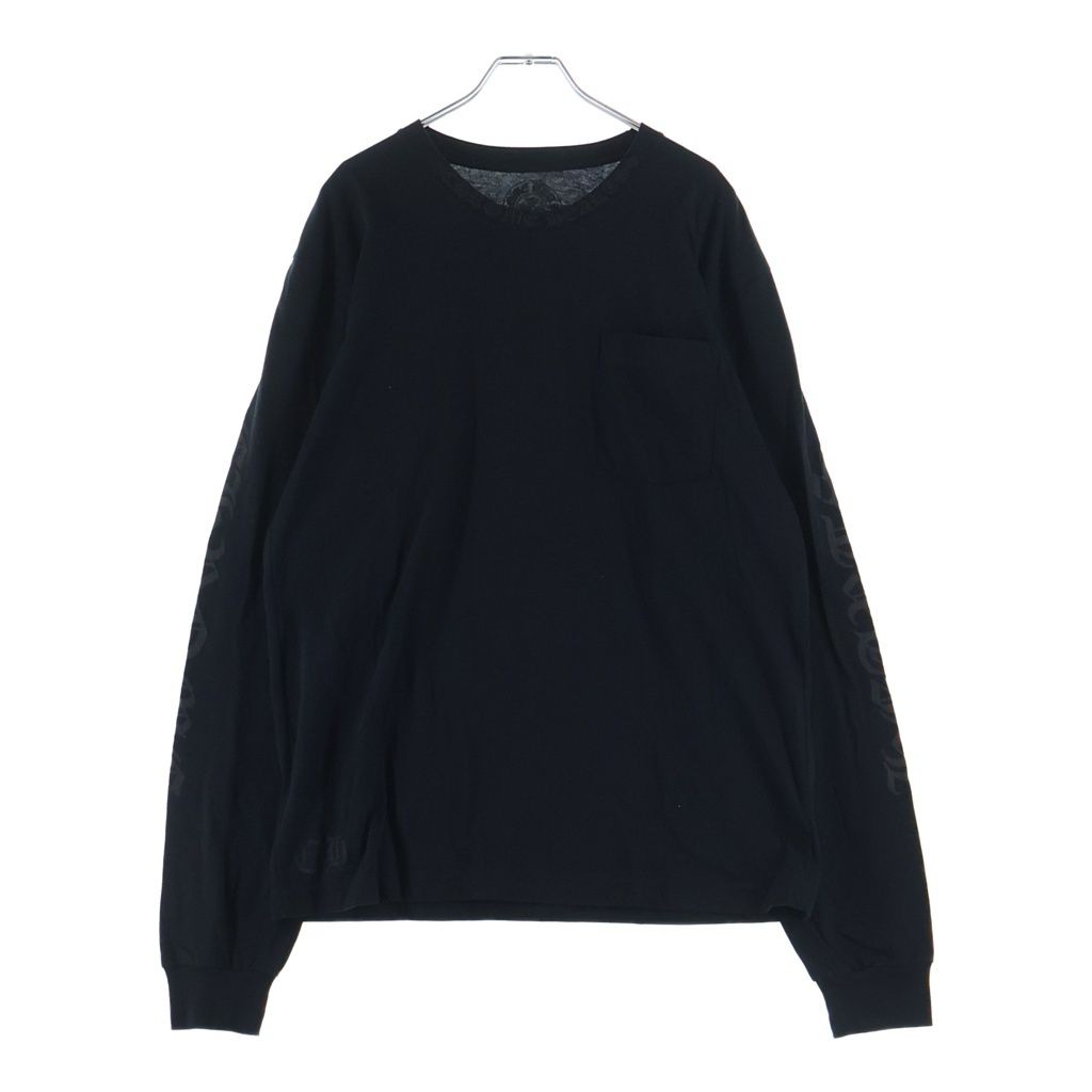 CHROME HEARTS (クロムハーツ) Neck Logo L/S Tee ネックロゴプリント長袖Tシャツ ブラック