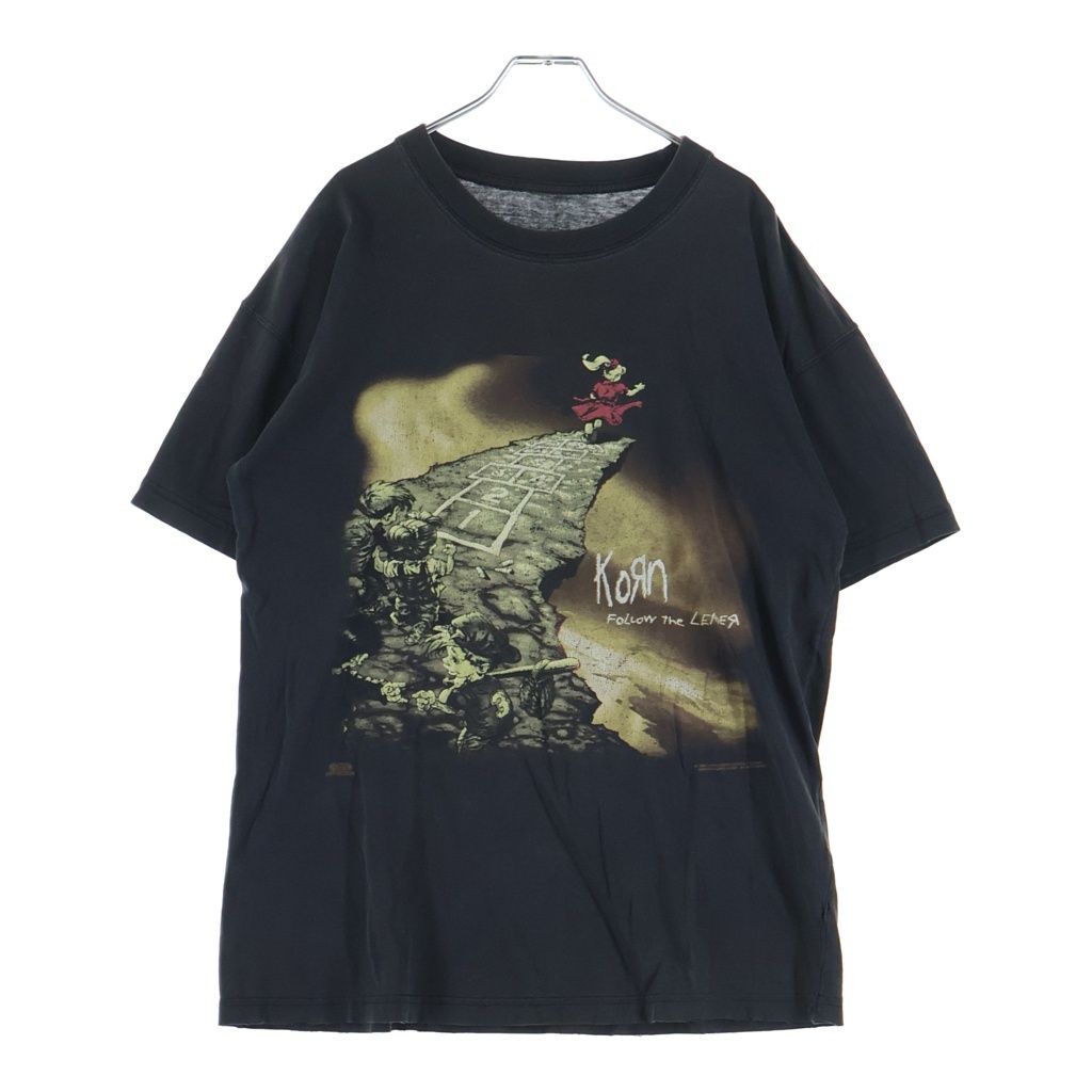VINTAGE (ヴィンテージ) KORN FOLLOW THE LEADER 両面プリント 半袖Tシャツ ブラック