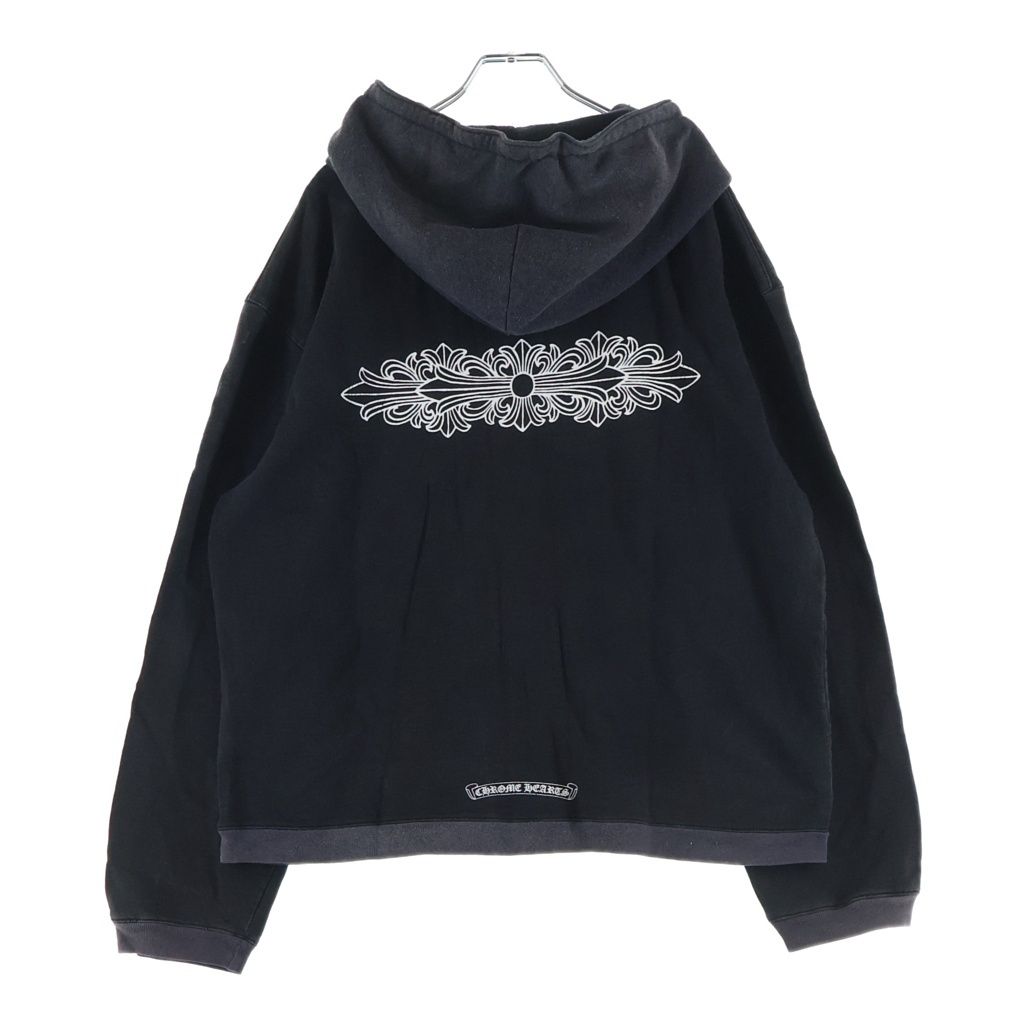 CHROME HEARTS (クロムハーツ) OLD CHプラスプリント バックフローラルプリント ジップパーカー ブラック