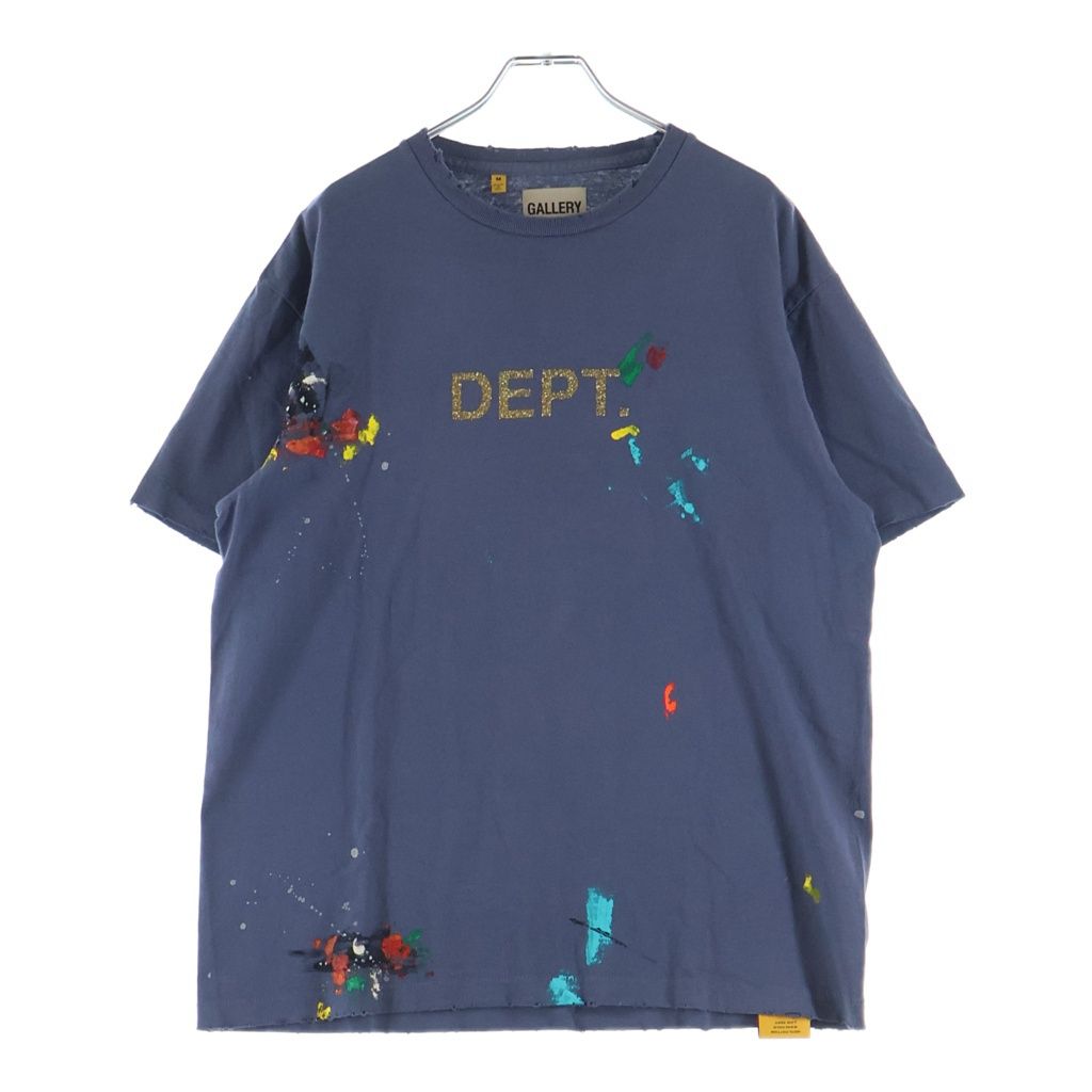 GALLERY DEPT. (ギャラリーデプト) 22AW LOGO HAND PAINTED TEE ロゴ ハンドペイント クルーネック半袖Tシャツ カットソー ネイビー DEPTNV01