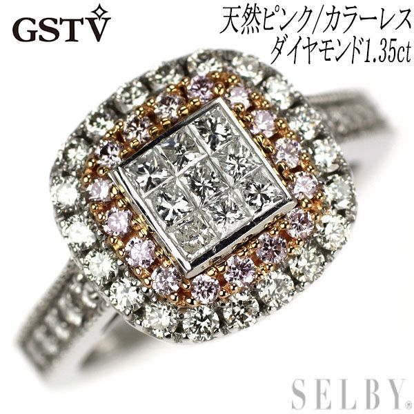 GSTV Pt950/K18PG 天然ピンク/カラーレス ダイヤモンド リング 1.35ct