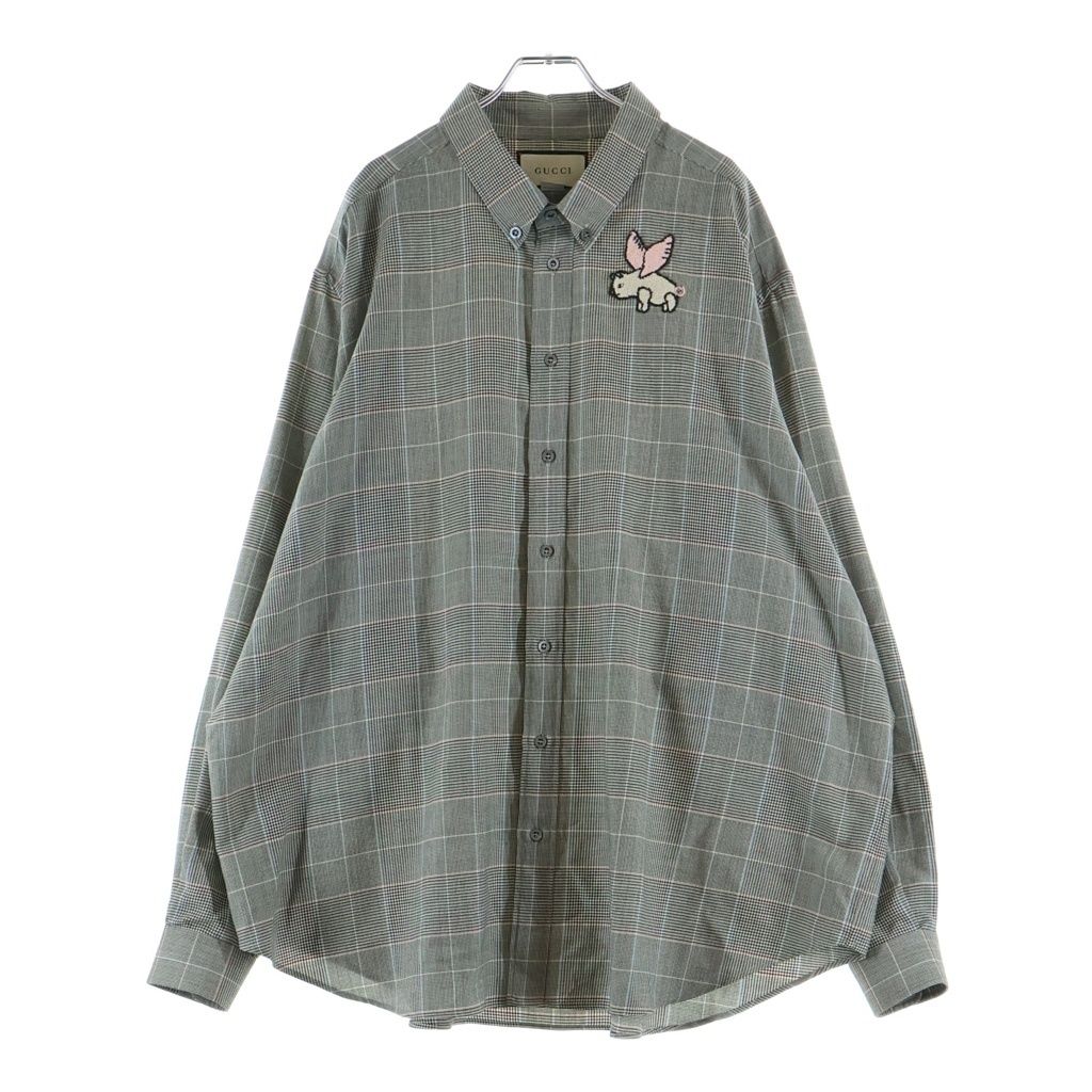 GUCCI (グッチ) フライングピッグ オーバーサイズ長袖シャツ グレー 571840 ZABQW