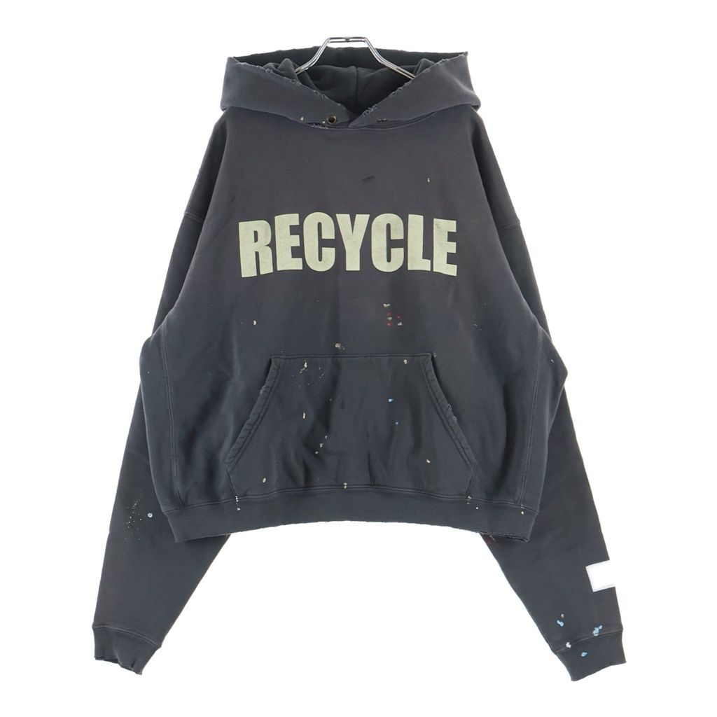 GALLERY DEPT. (ギャラリーデプト) 23SS 90S RECYCLE DISTRESSED PRINTED JERSEY HOODIE リサイクル プリンテッド ジャージ プルオーバースウェットパーカー フーディー ブラック