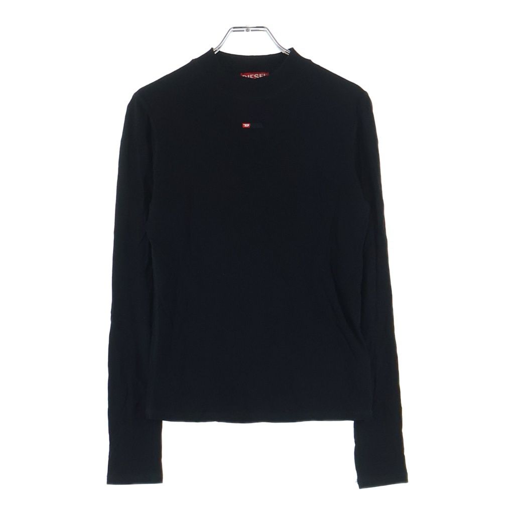 DIESEL (ディーゼル) T mokky ls microdiv Tank Top Women's T-Shirt A10399 フロントロゴ刺繍 ハイネックニットセーター ブラック ウィメンズ