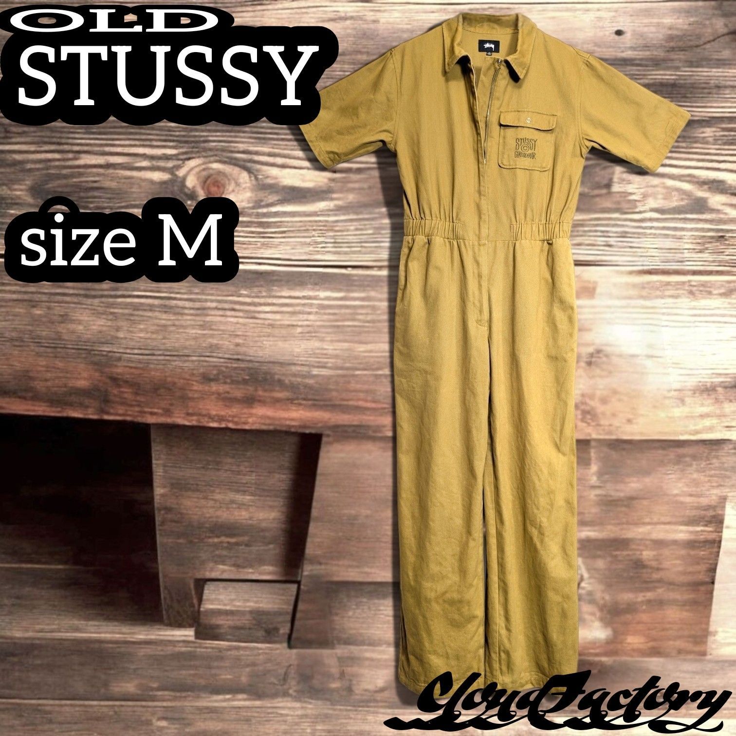 OLD STUSSY CLASSIC GEAR ジャンプスーツ size M オリーブカーキ ステューシー カバーオール オーバーオール オールインワン