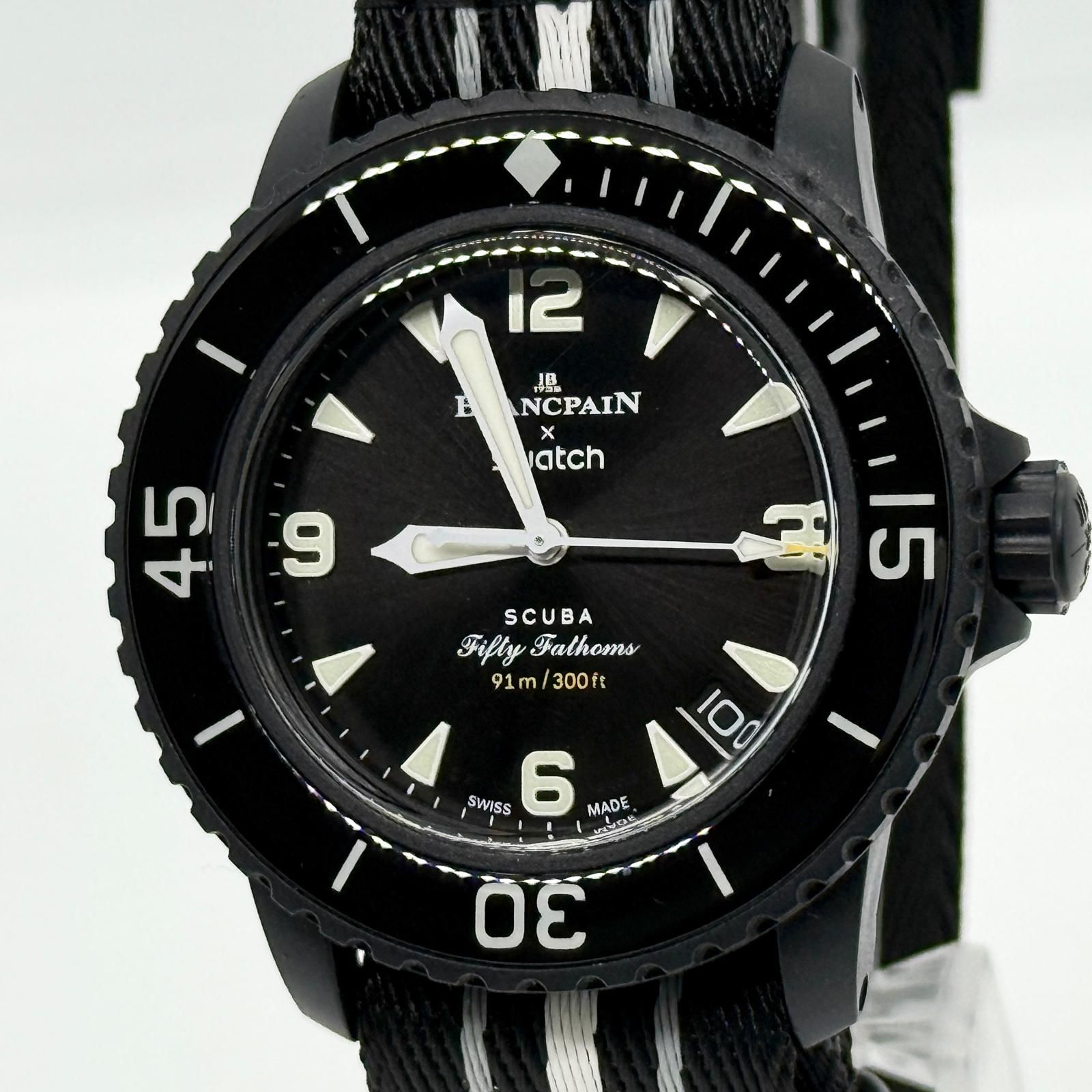 Blancpain ブランパン ×スウォッチ オーシャンオブストーム SO35B400 ブラック AT メンズ 腕時計 稼働品