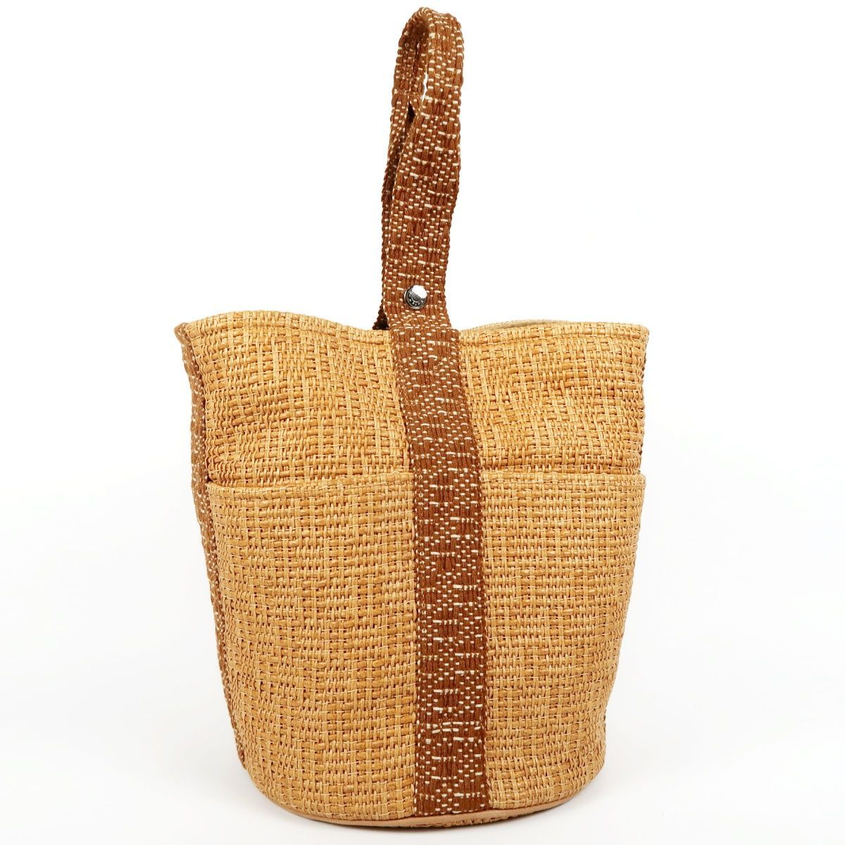 【超美品】HERMES エルメス サクソーMM タムール ストロー フランス製 ハンドバッグ ブランド鞄【TP10】