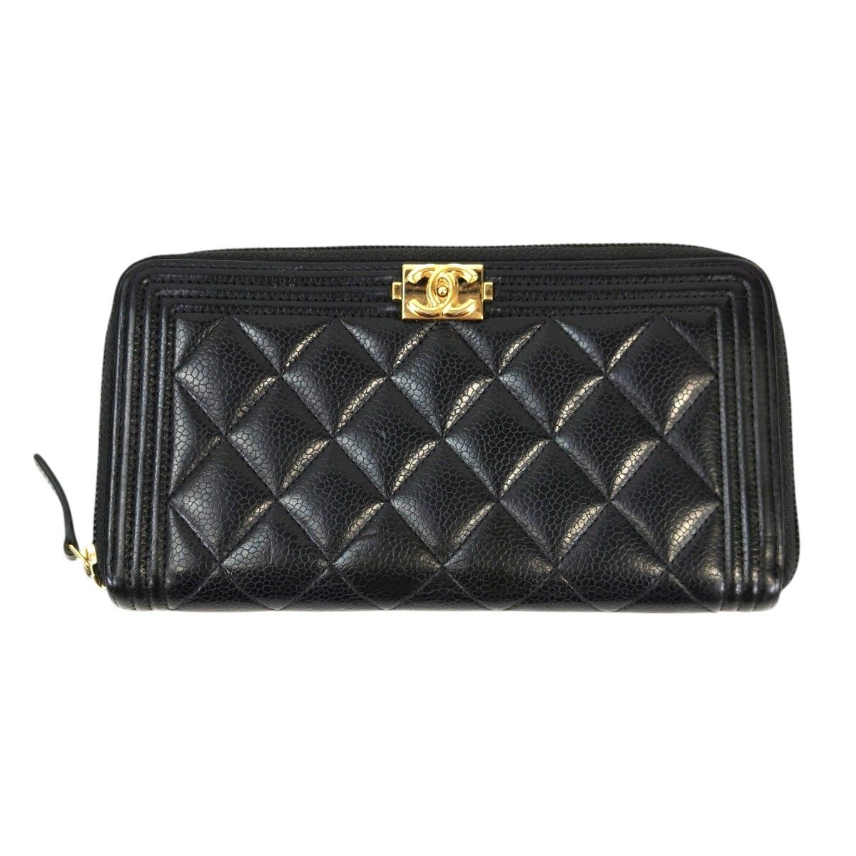 CHANEL シャネル ボーイシャネル ラウンドファスナー 長財布 ブラック 管理番号：11403
