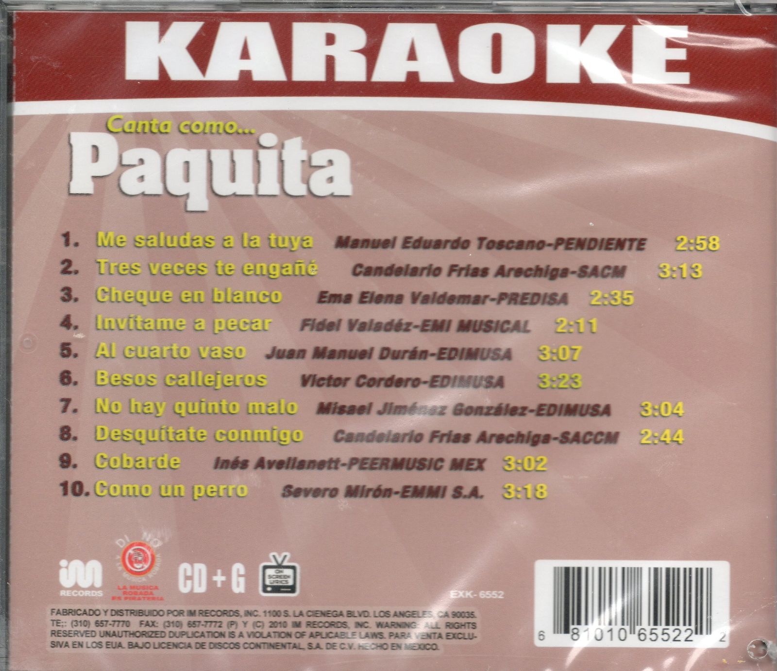 【CD】Karaoke: Canta Como Paquita