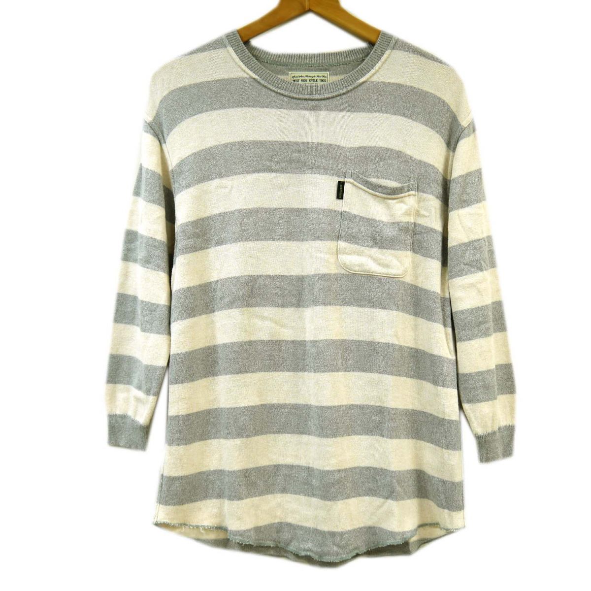 美品◇WESTRIDE ウエストライド シルク混 ボーダー ニット セーター 七