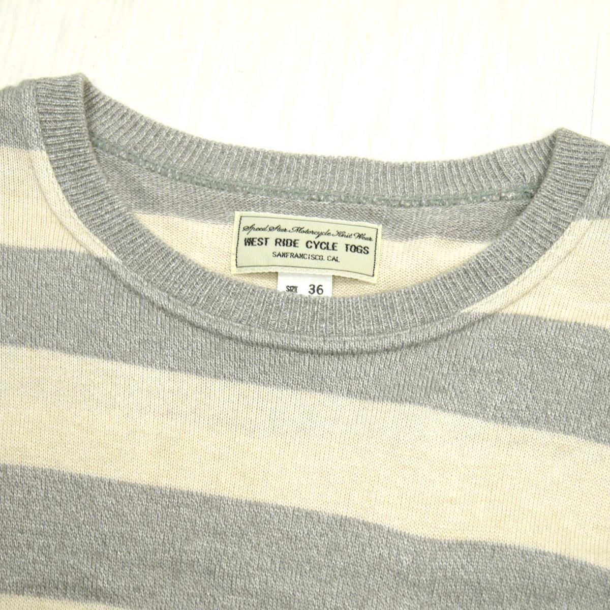 美品◇WESTRIDE ウエストライド シルク混 ボーダー ニット セーター 七 