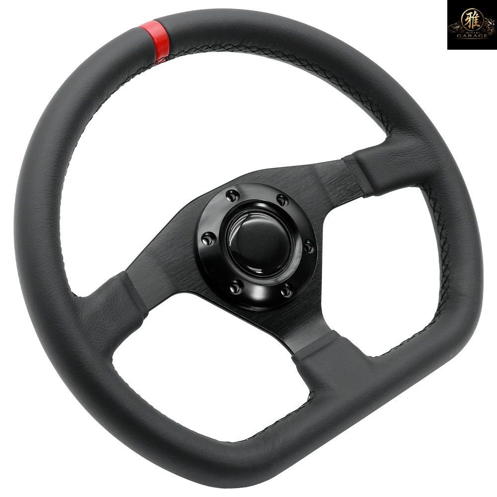 12.6インチ/320mm Dスタイル 本革レーシングスポーツステアリングホイール
