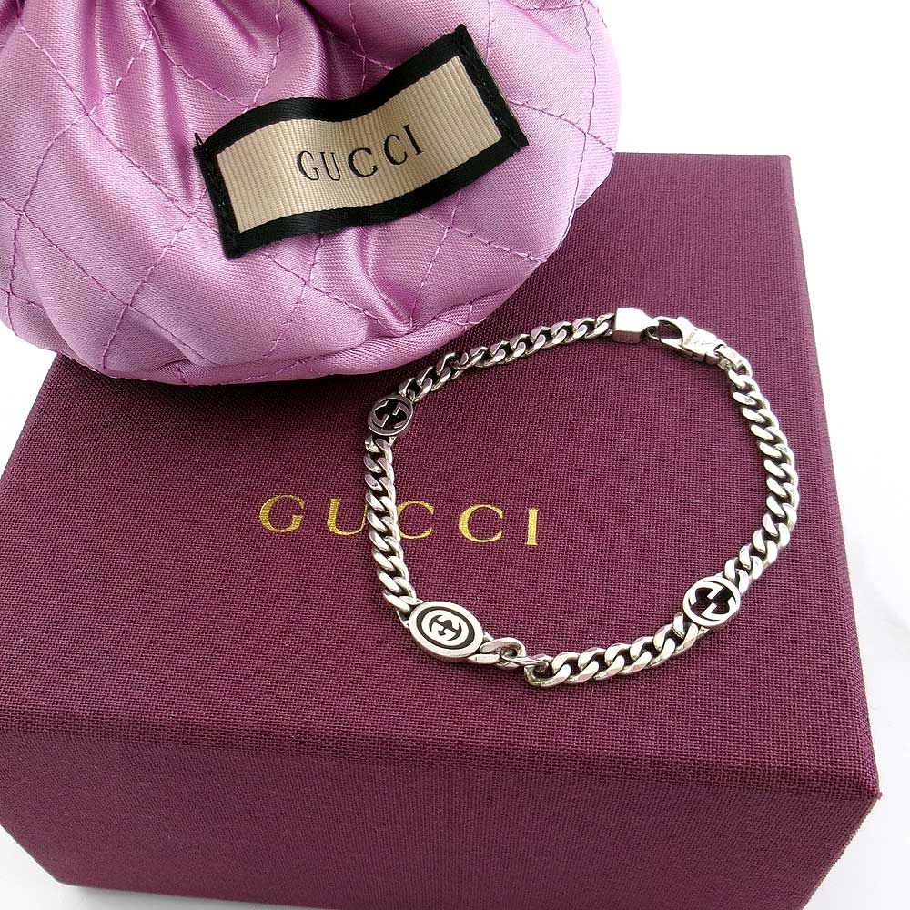 【新品】●GUCCI専用紙袋付き●GUCCI グッチ ブレスレット インターロッキングG チェーン シルバー925 678660 J8410 8191 [#17]ガンメタル系 ブティックライン