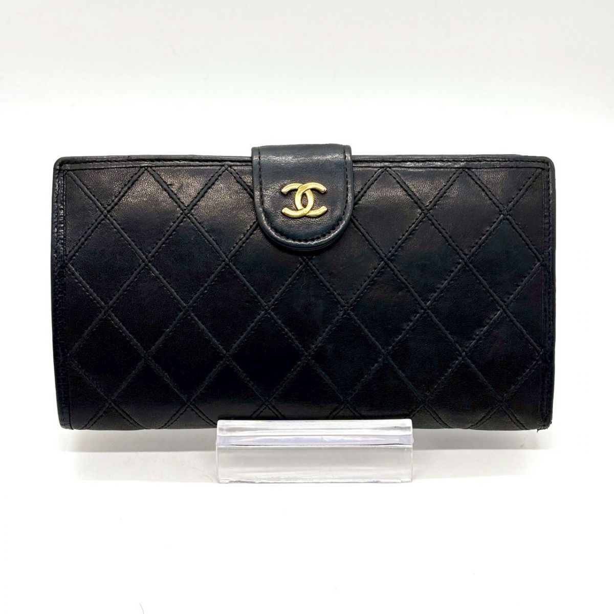 CHANEL マトラッセココマークキルティングビコローレがま口長財布　ブラック 静寂に滲む気品】 CHANEL 長財布 マトラッセ ココマーク ビコローレ