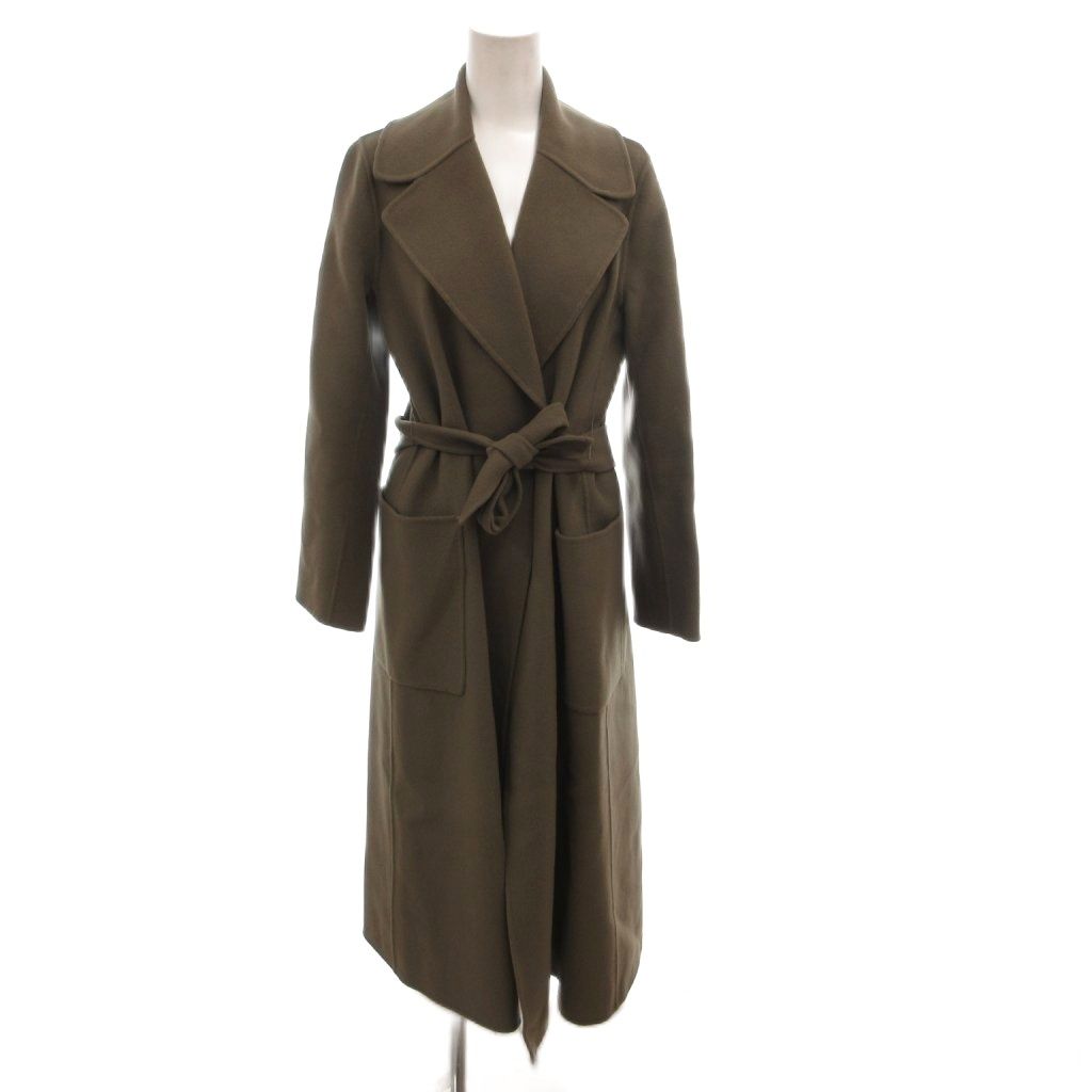 Sマックスマーラ 'S Max Mara チェスターコート ベルト ウール ロゴ ロング 34 茶 ブラウン /FF ■GY57