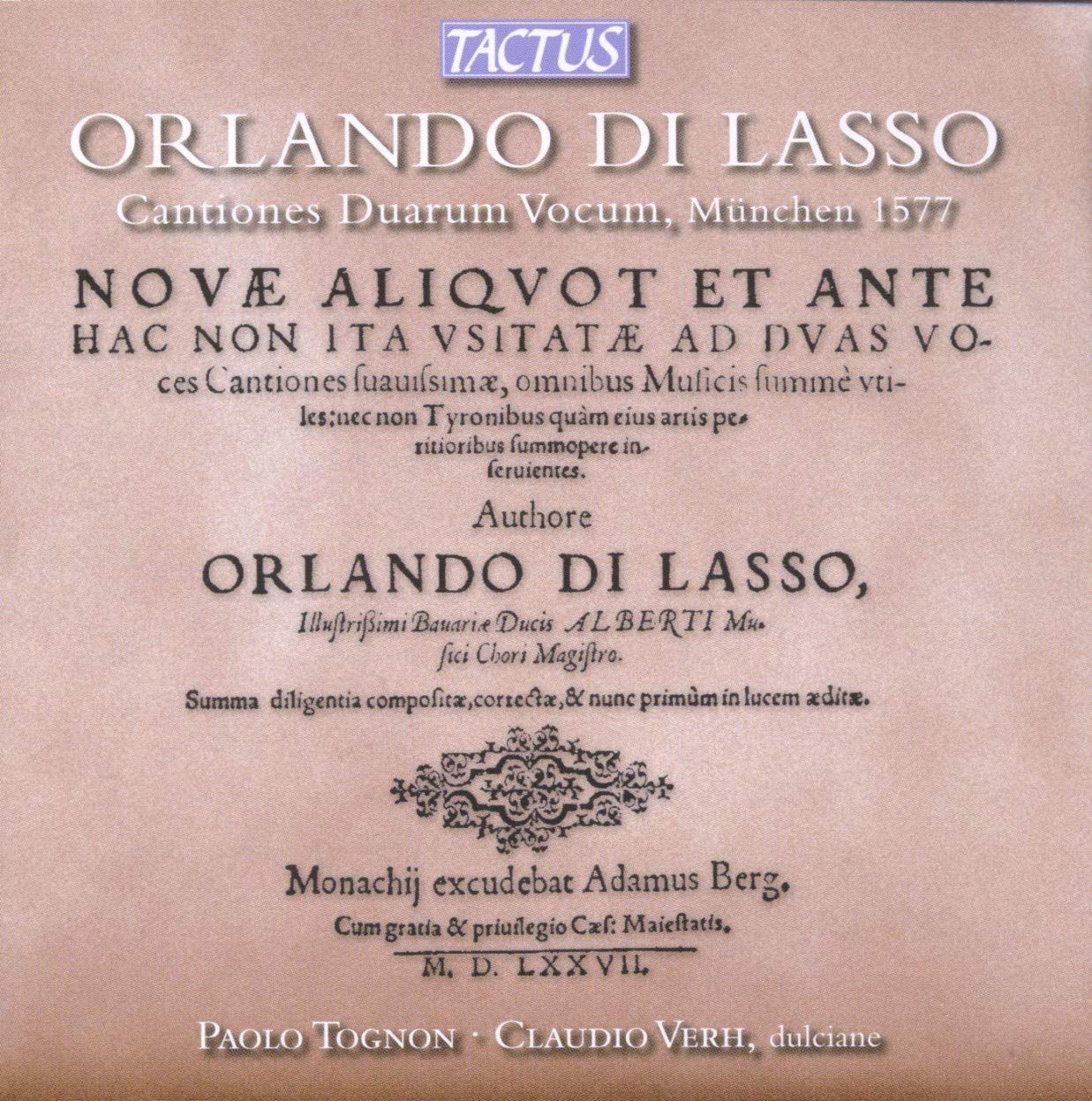 【CD】Cantiones duarum Vocum - Munich 1577
