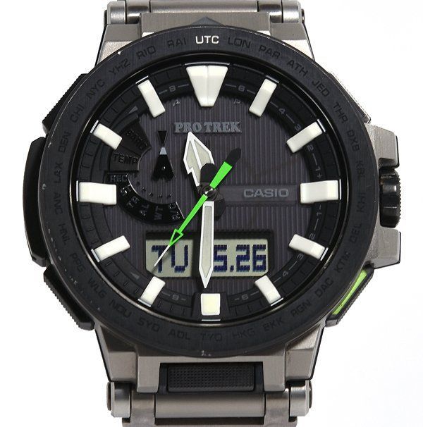 良品 CASIO カシオ PRO TREK プロトレック PRX-8000T-7BJF マナスル トリプルセンサーver.3搭載 タフソーラー メンズ