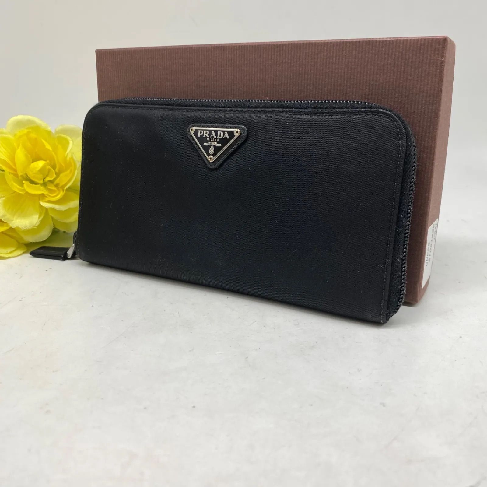 プラダ 長財布 ナイロン 三角プレート ラウンド カード 札入れ 小銭 GE277