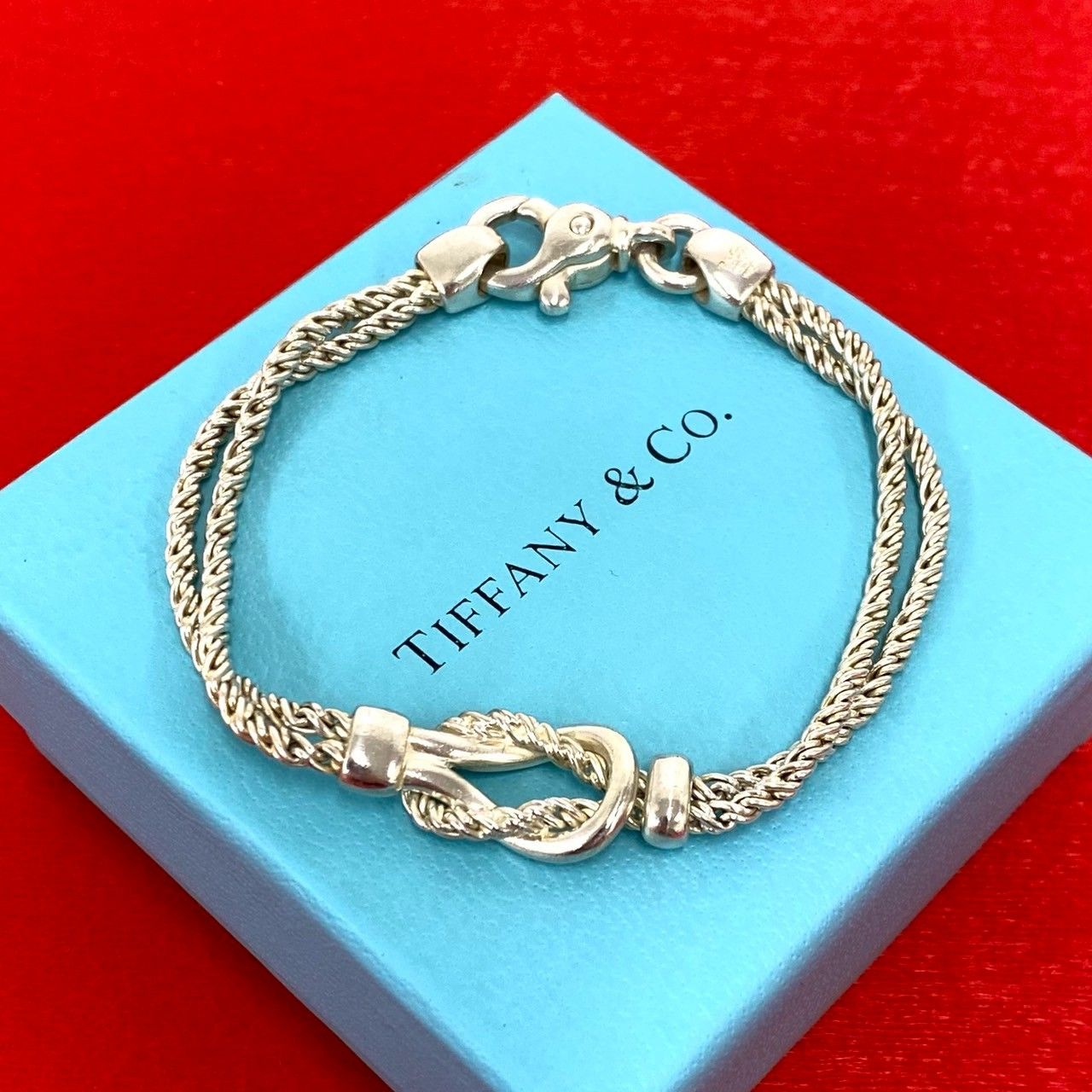 TIFFANY ブレスレット ノット ダブルチェーンSV925 シルバー 極 美品 TIFFANY&Co. ティファニー ヴィンテージ ダブルロープ ノット