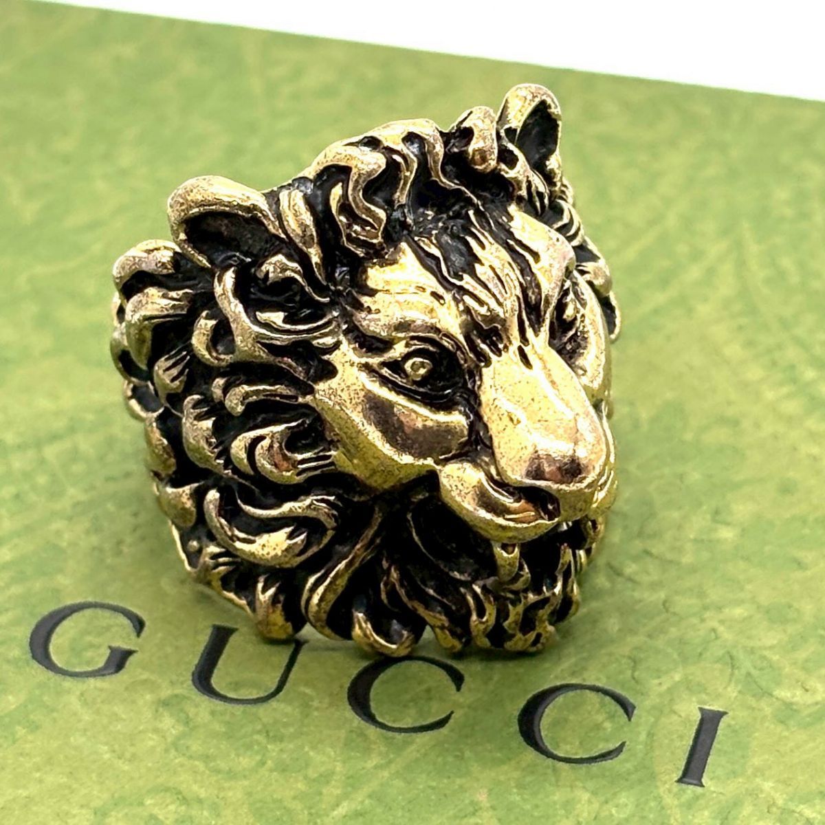 静かに牙を研ぐ】 GUCCI リング ライオンヘッド 指輪 アンティーク 