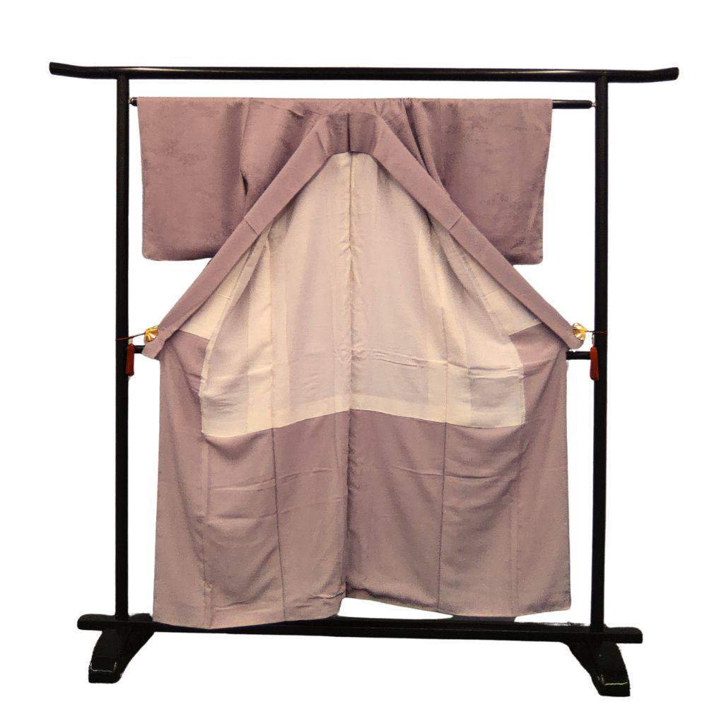 未使用 【未使用品】A-2076 正絹 丹後ちりめん 一つ紋 Yum.商品色無地 鮫小紋 1067 半色 紫 ちりめん 着物 正絹 一つ紋 色無地 着物・浴衣