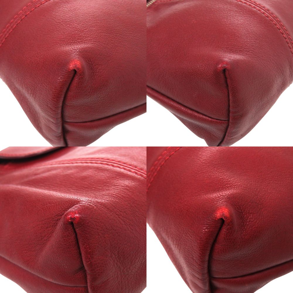 美品 ロンシャン ル プリアージュ レザー ショルダーバッグ ボルドー 0518 Longchamp