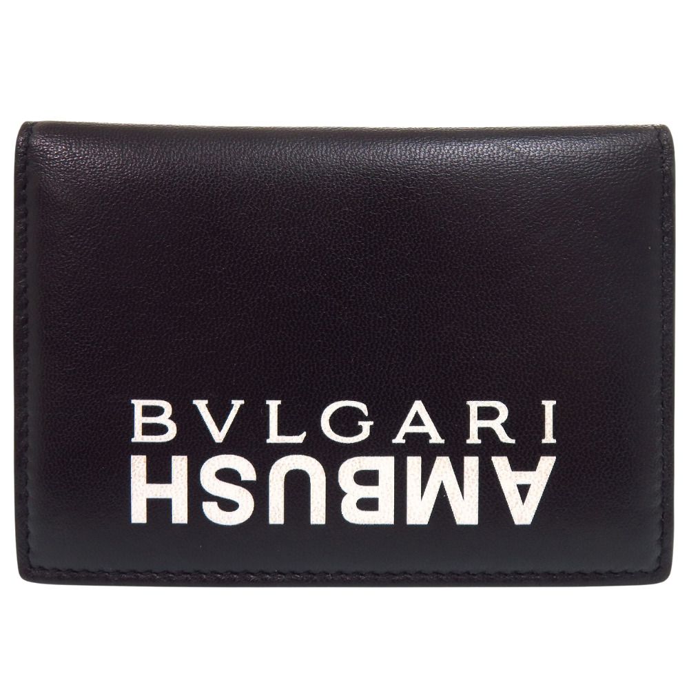 美品 ブルガリ アンブッシュコラボ 65414109 レザー ブラック カードケース 黒 0949 BVLGARI メンズ