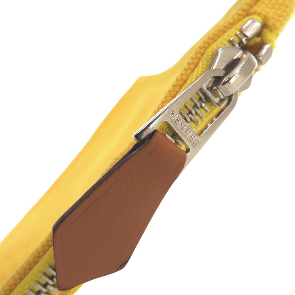 新品同様 エルメス フラットポーチPM コットンキャンバス イエロー ポーチ 0347 HERMES