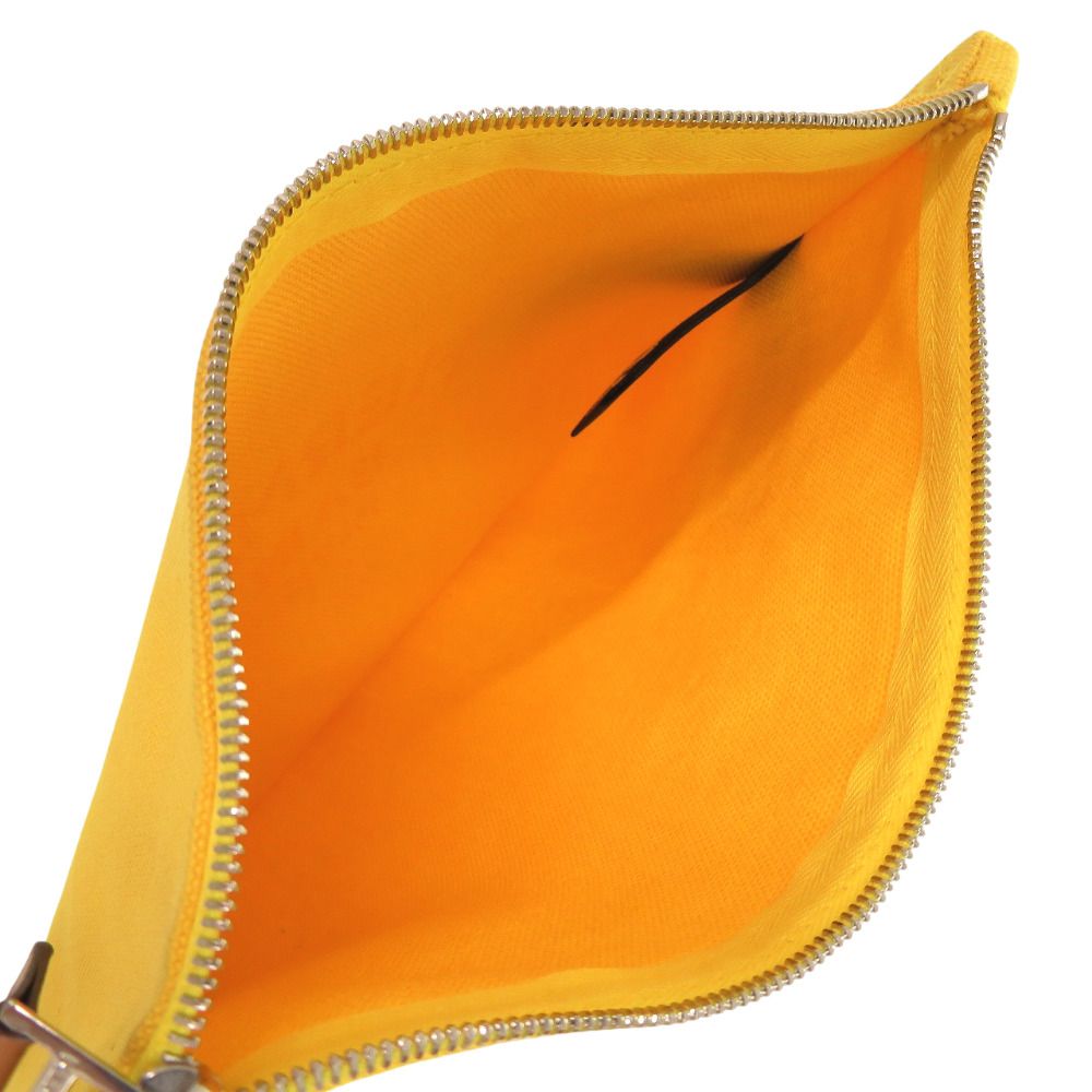 新品同様 エルメス フラットポーチPM コットンキャンバス イエロー ポーチ 0347 HERMES