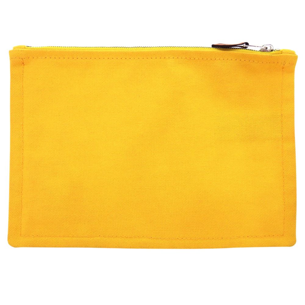 新品同様 エルメス フラットポーチPM コットンキャンバス イエロー ポーチ 0347 HERMES