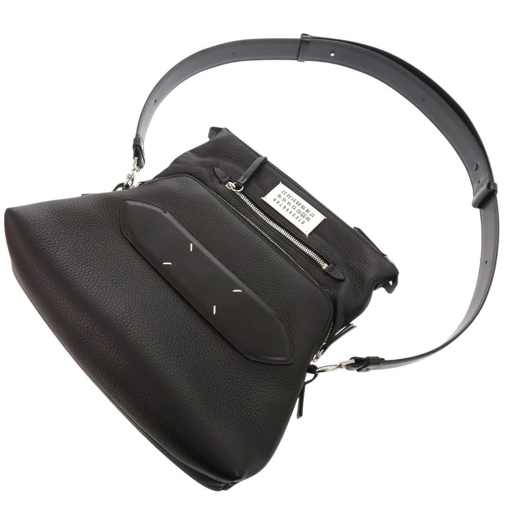 美品 メゾン マルジェラ ソフト 5AC SB1WG0003 レザー ブラック ショルダーバッグ 黒 0601 Maison Margiela