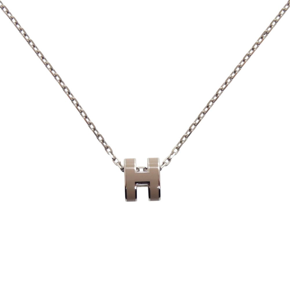美品 エルメス ミニポップアッシュ ST 02 63 メタル グレー ネックレス 0659【中古】HERMES