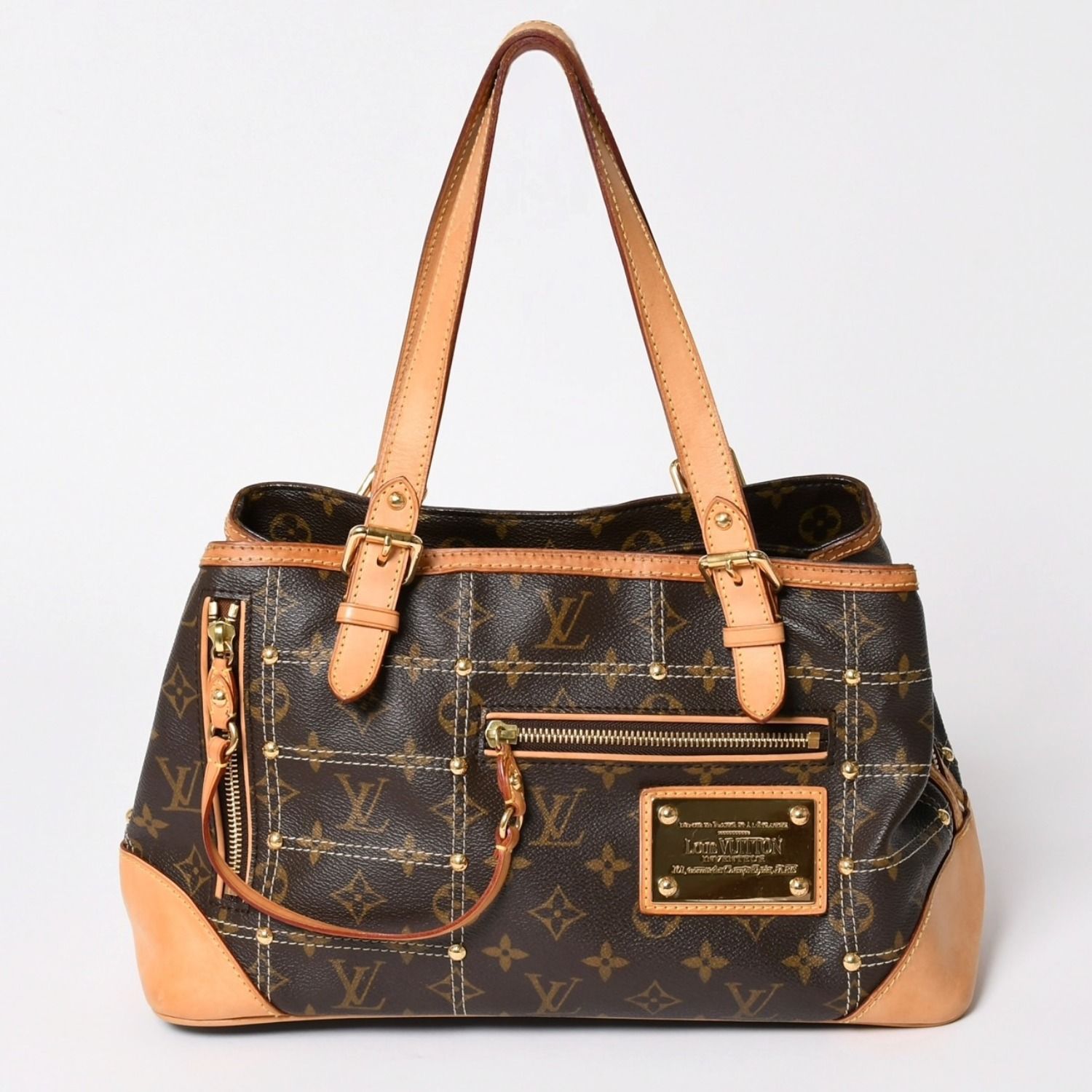 LOUIS VUITTON ルイヴィトン リヴェット ハンドバッグ M40140 モノグラム PVC レザー ブラウン ゴールド金具 中古 美品 中古 4a002907