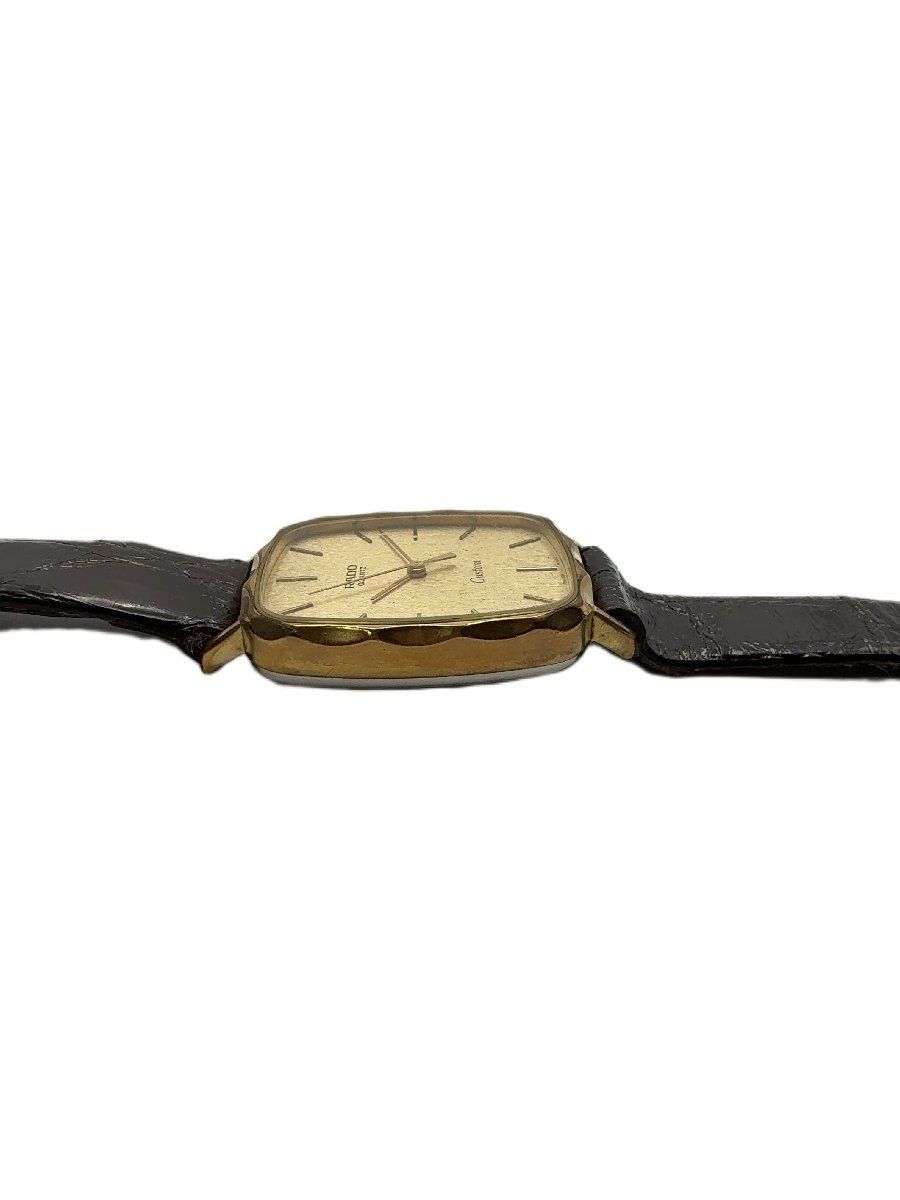 【M】RADO ラドー QUARTZ Custom スクエアフェイス ゴールド文字盤 レザー クォーツ 腕時計/mo-A-214-5924-4.85/ヴィンテージ/正規品/本物/上品/落ち着いた/魅力