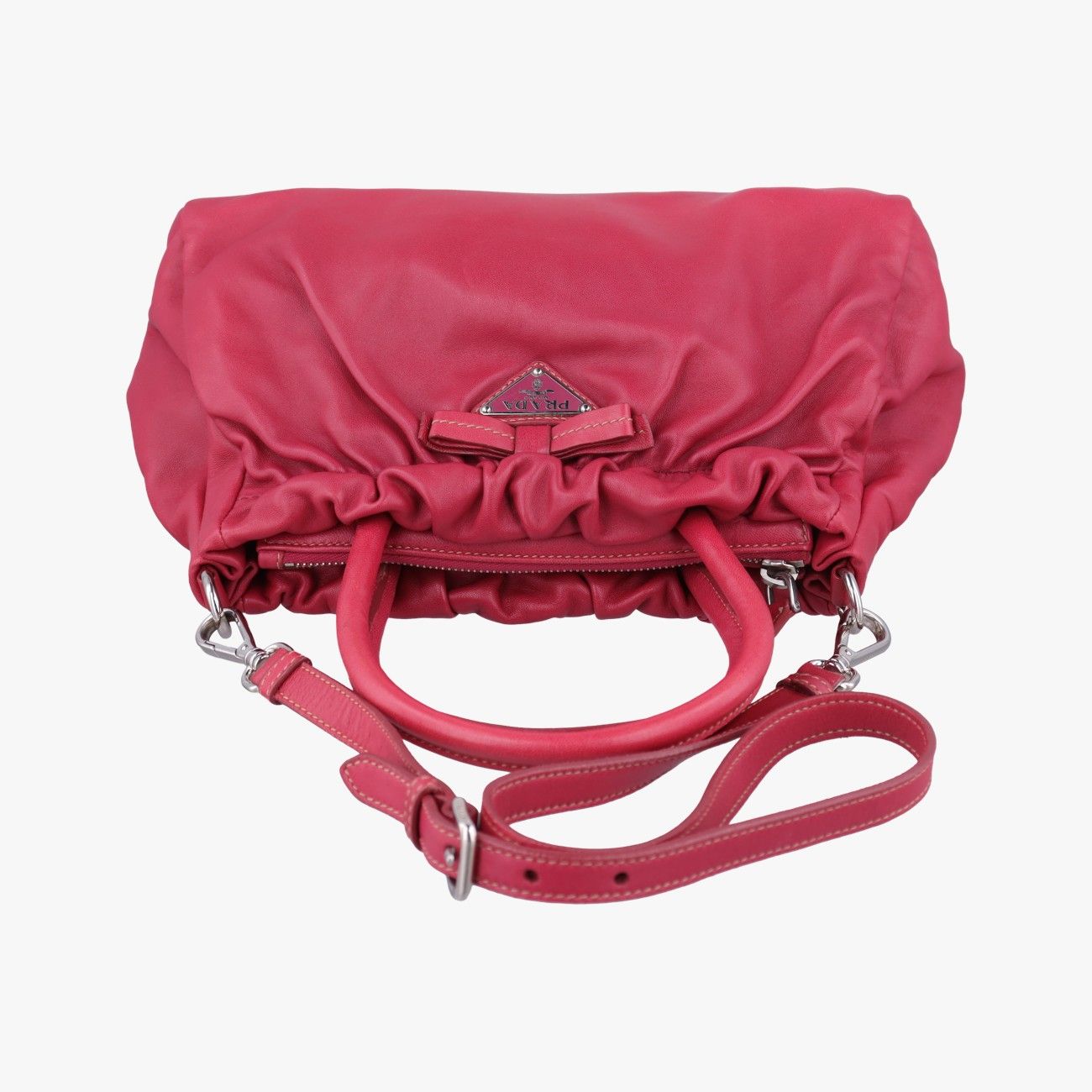 プラダPradaリボンギャザー レッド レザー BN1631 31/8 - メルカリ