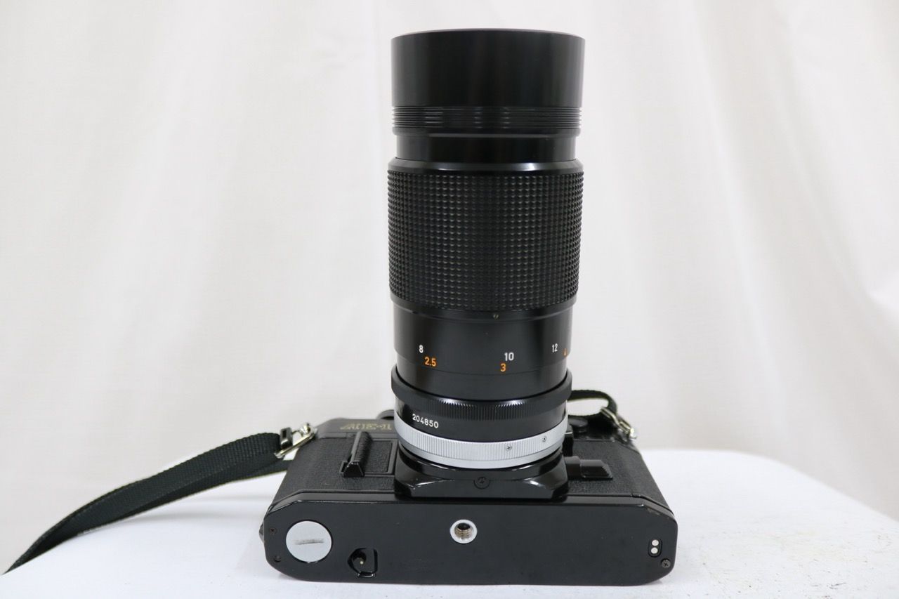 【返品保証】 キャノン Canon AE-1 ブラック FD 200mm F4 SSC ボディレンズセット e13075