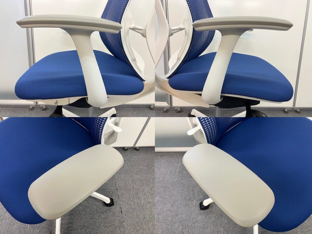 【東京都限定送料2200円も可】オカムラ　シルフィーチェア　ハイバック　固定肘　メッシュ　ミディアムブルー　2021年製　在宅